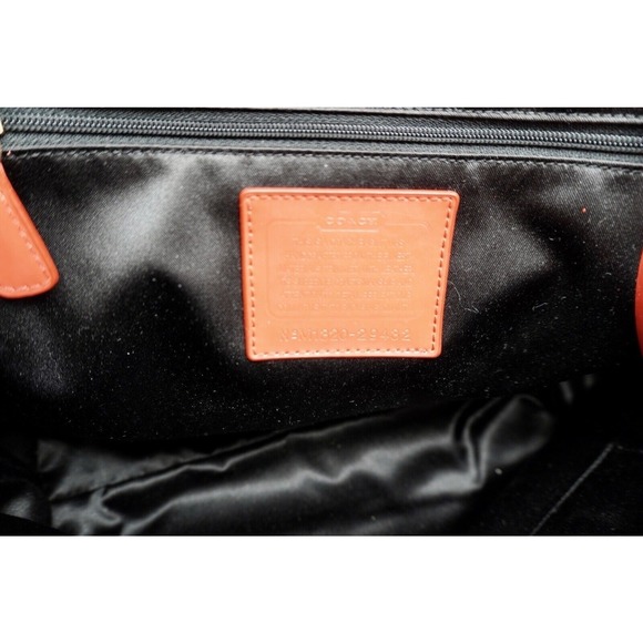 COACH Polka Dot Tote Bag Brown Orange Leather Trim Handbag Purse Vintage 90-42 - Picture 2 of 15